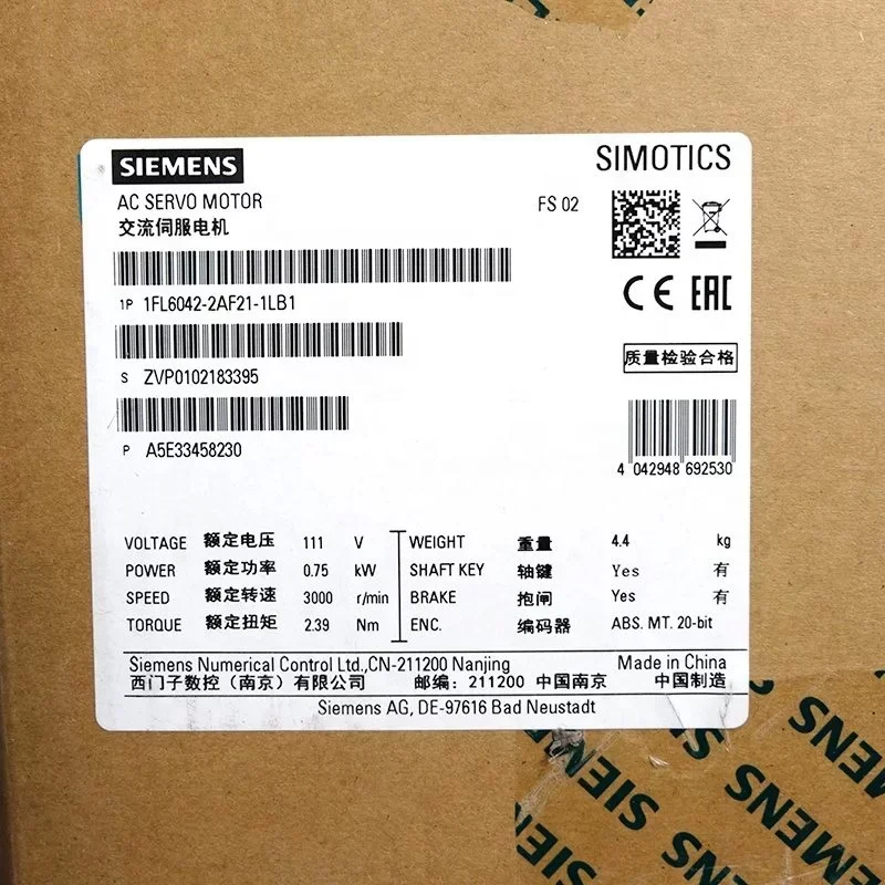 Siemens AC Servo Motor 1FL60422AF211LB1 Electric Motor 1FL6042-2AF21-1LB1 Siemens AC Servo Motor 1FL60422AF211LB1 Electric Motor 1FL6042-2AF21-1LB1