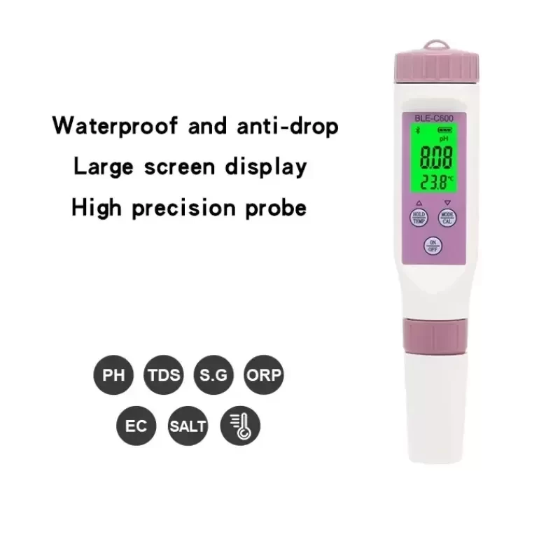 BLE C-600 Seven-in-one Water Quality Pen Salinity Meter PH/TDS/EC/ORP/SG Hydrometer PH Meter BLE C-600 Seven-in-one Water Quality Pen Salinity Meter PH/TDS/EC/ORP/SG Hydrometer PH Meter