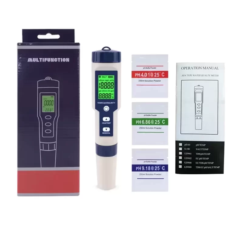 EZ9909 Water Quality Tester 5-in-1 Backlight Display EZ9909 Water Quality Tester 5-in-1 Backlight Display