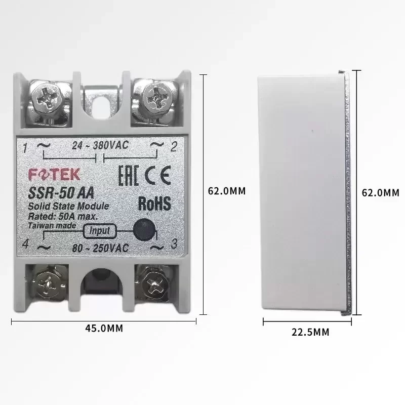 FOTEK SSR-25AA-H Single-Phase Solid State Relay AC Control FOTEK SSR-25AA-H Single-Phase Solid State Relay AC Control