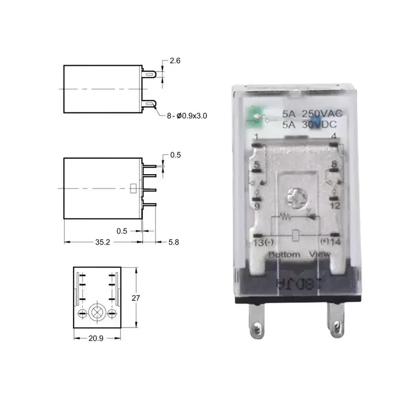 KACON HR705-2PL Series 2A+2B/4A+4B 5A Intermediate Relays KACON HR705-2PL Series 2A+2B/4A+4B 5A Intermediate Relays