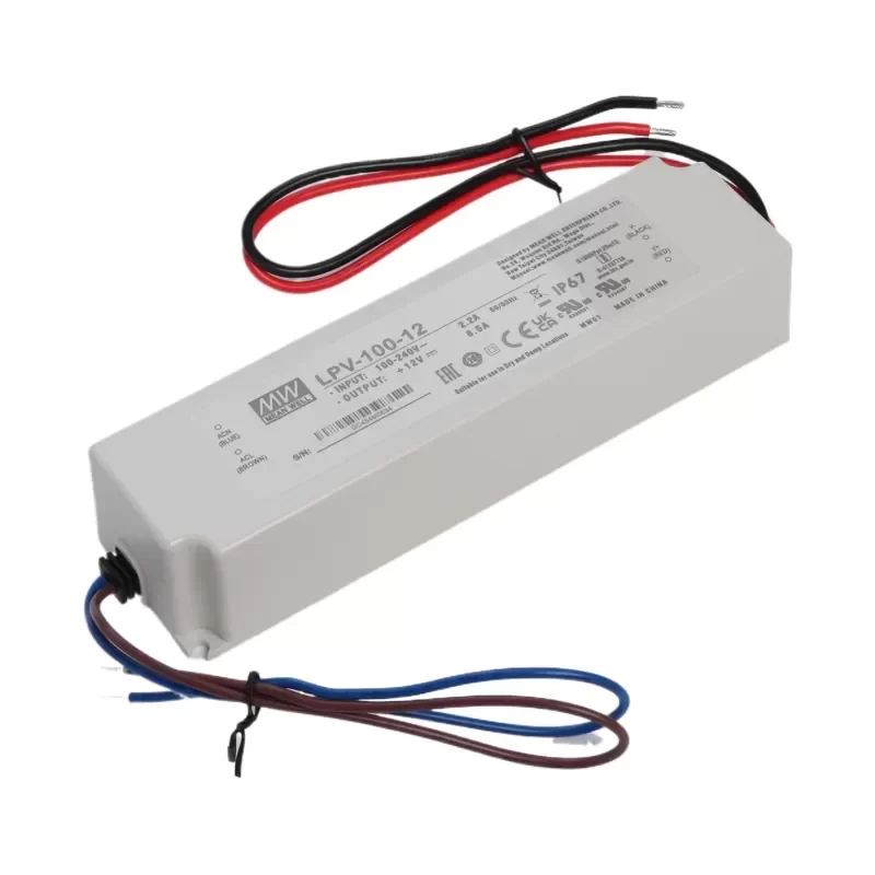 MEAN WELL LPV-100-12 IP67 12V 8.5A 102W LED Driver