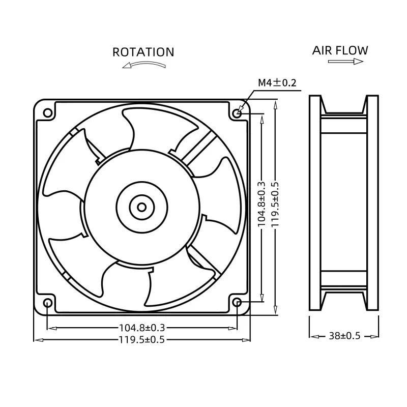 MEIXING GX12038 110-230V EC 4Inch 120x120x38mm Axial Fan MEIXING GX12038 110-230V EC 4Inch 120x120x38mm Axial Fan