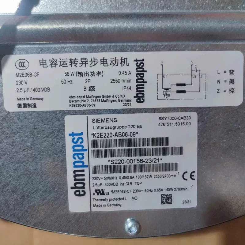 Siemens 6SY7000-0AB30 ebm-papst 230V AC Centrifugal Fan Siemens 6SY7000-0AB30 ebm-papst 230V AC Centrifugal Fan